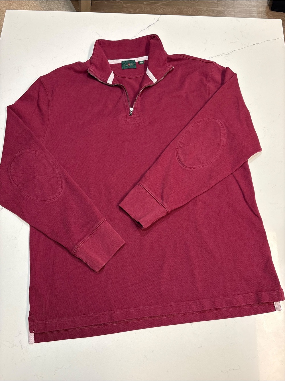 Vintage J Crew Oarsman Maroon 1/4 Zip Sweatshirt Size Large Elbows